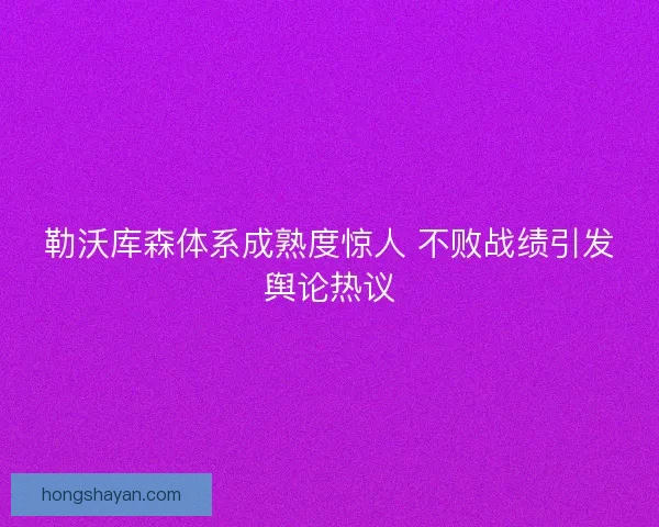 勒沃库森体系成熟度惊人 不败战绩引发舆论热议